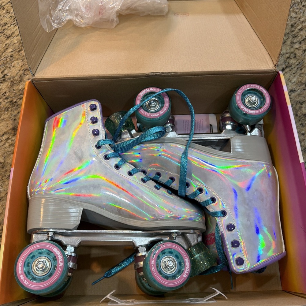 Impala Quad Roller Skates , Size 8 - Holographic Box Hardly Used 90's Y2K Retro